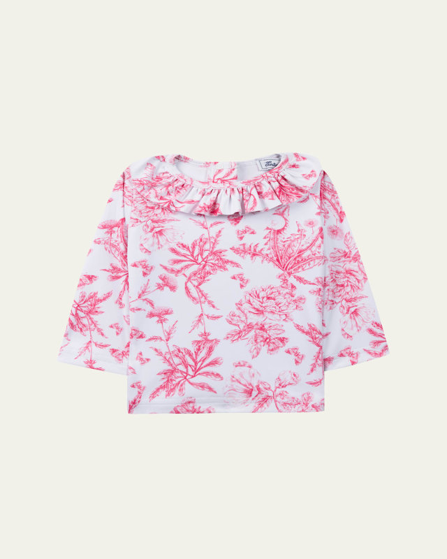 Girl's Ruffle-Trim Floral-Print Blouse, Size 6M-4